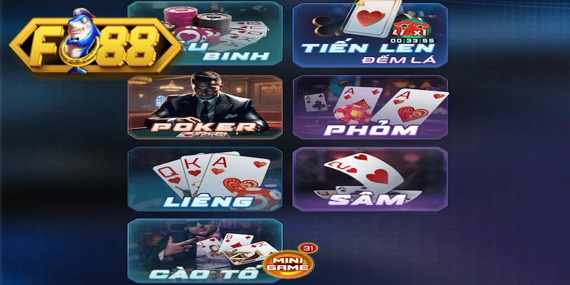 Danh sách các game bài khủng tại Fo 88
