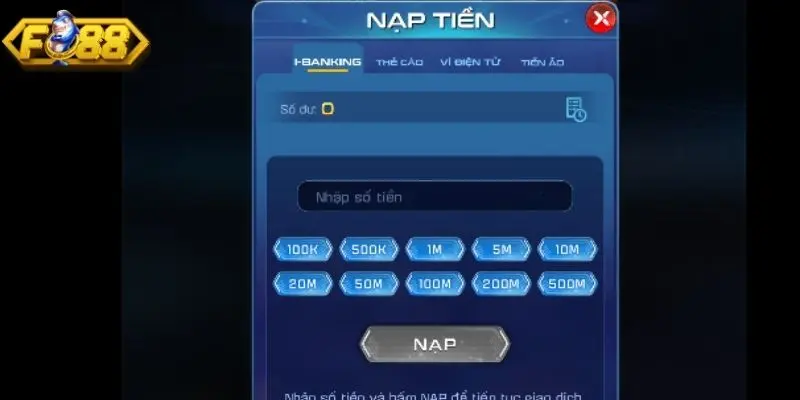 Nạp tiền qua tài khoản ngân hàng